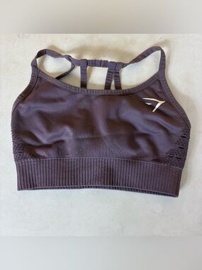 Gymshark Womens XSmall Energy Seamless Yoga Sports Strappy Bra (No Pads) Purple